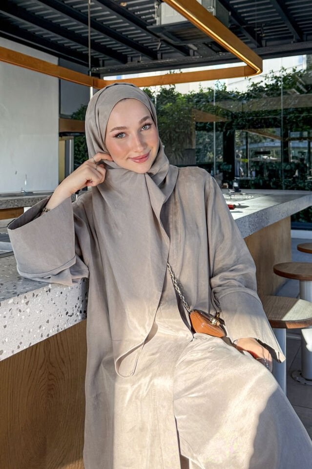 Bej Ipek Cupro Abaya Ferace