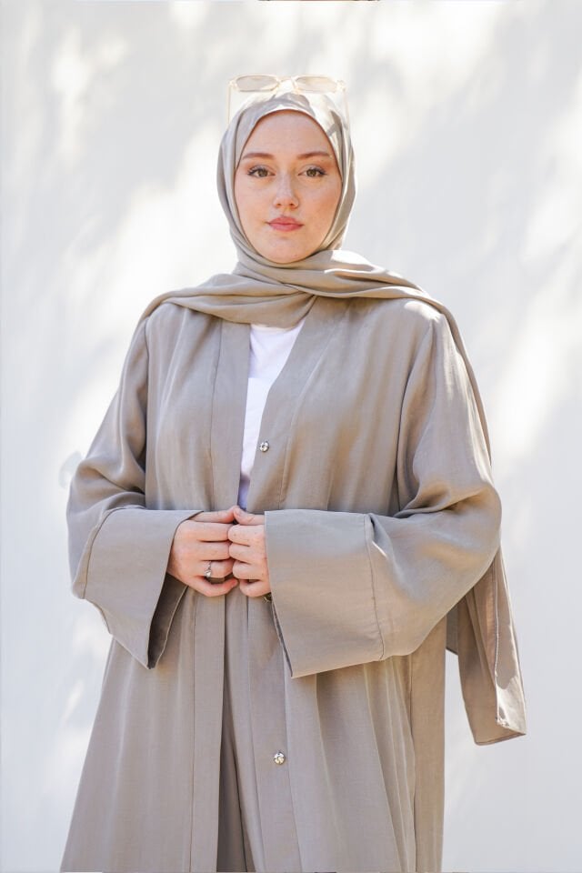 Bej Ipek Cupro Abaya Ferace