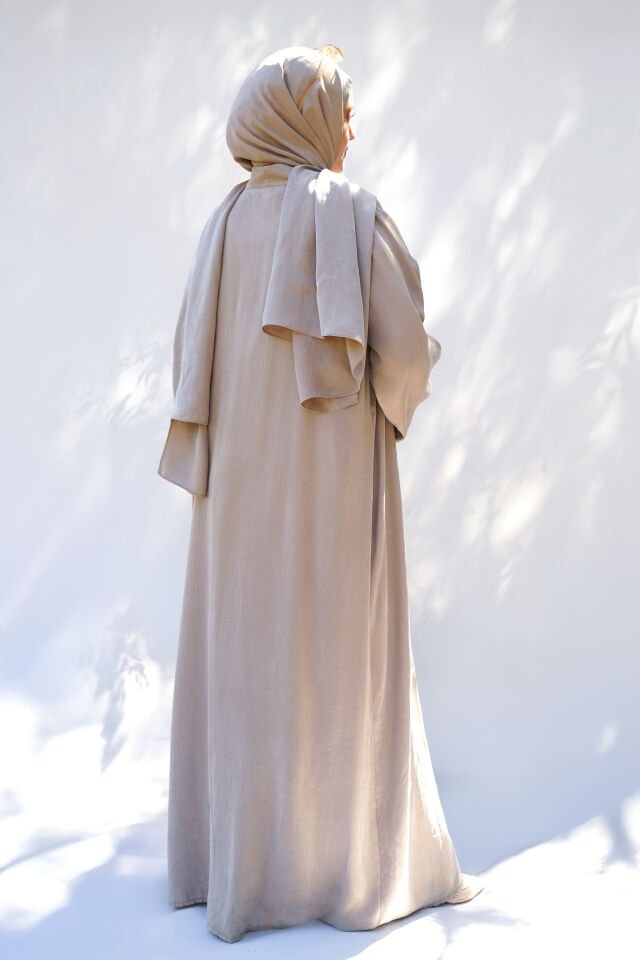 Bej Ipek Cupro Abaya Ferace