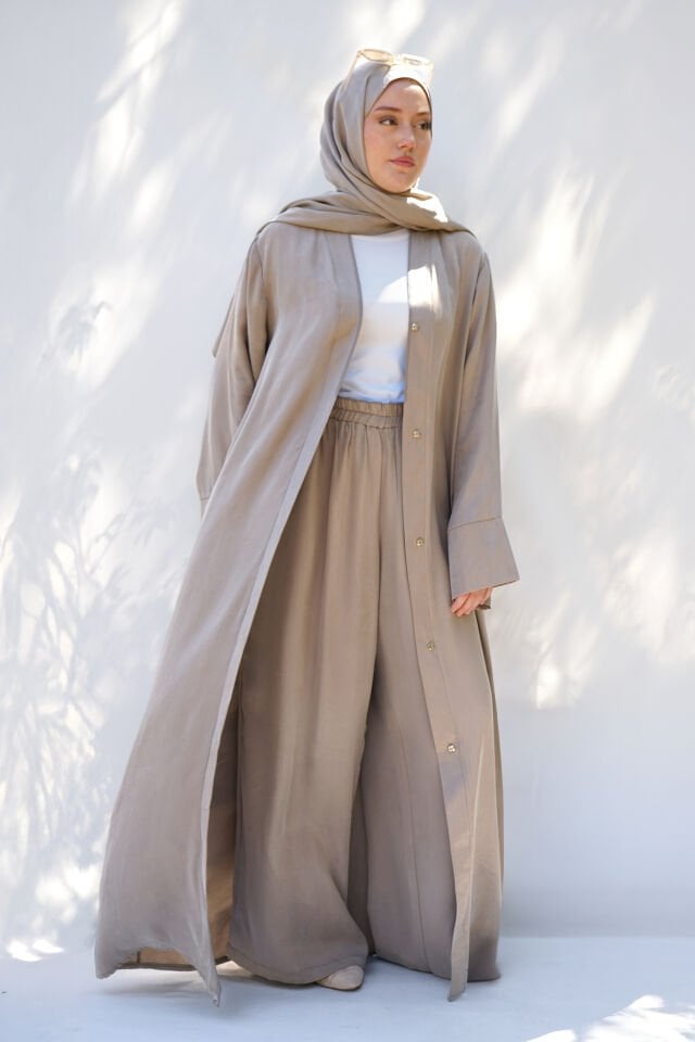 Bej Ipek Cupro Abaya Ferace