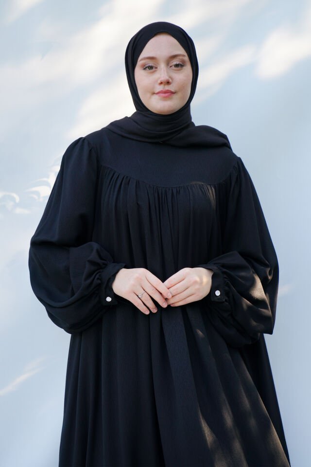 Siyah Pamuk Bürümcük Elbise
