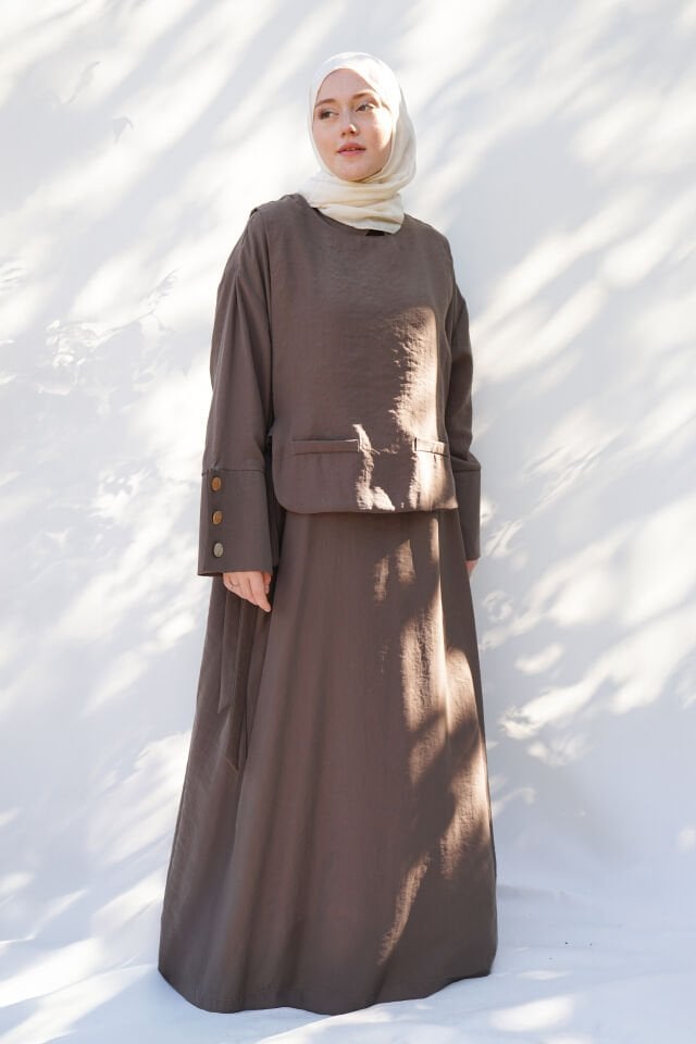 Yelekli Elbise Kahve