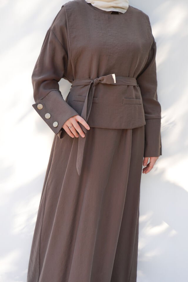 Yelekli Elbise Kahve