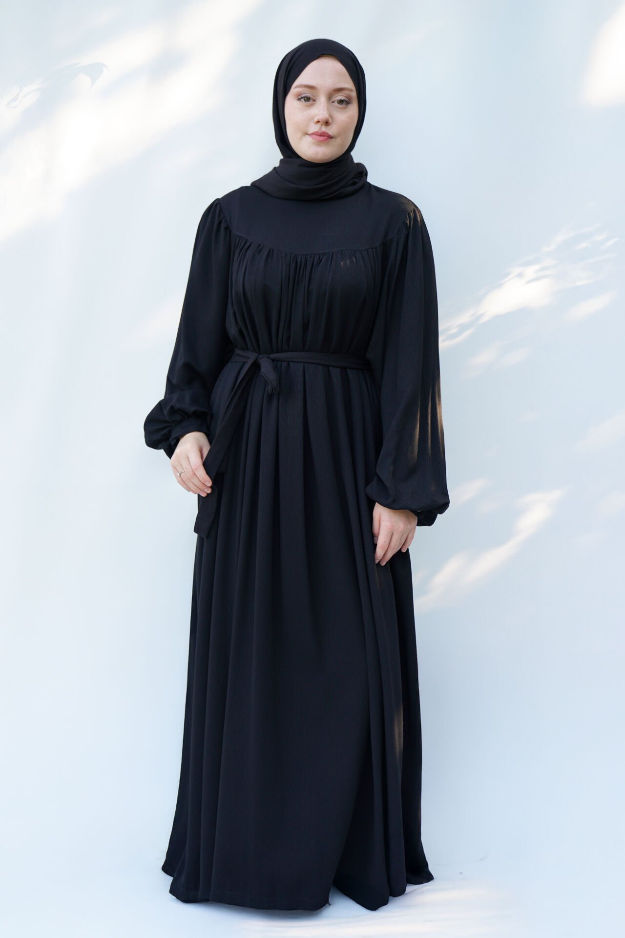 Siyah Pamuk Bürümcük Elbise SİYAH