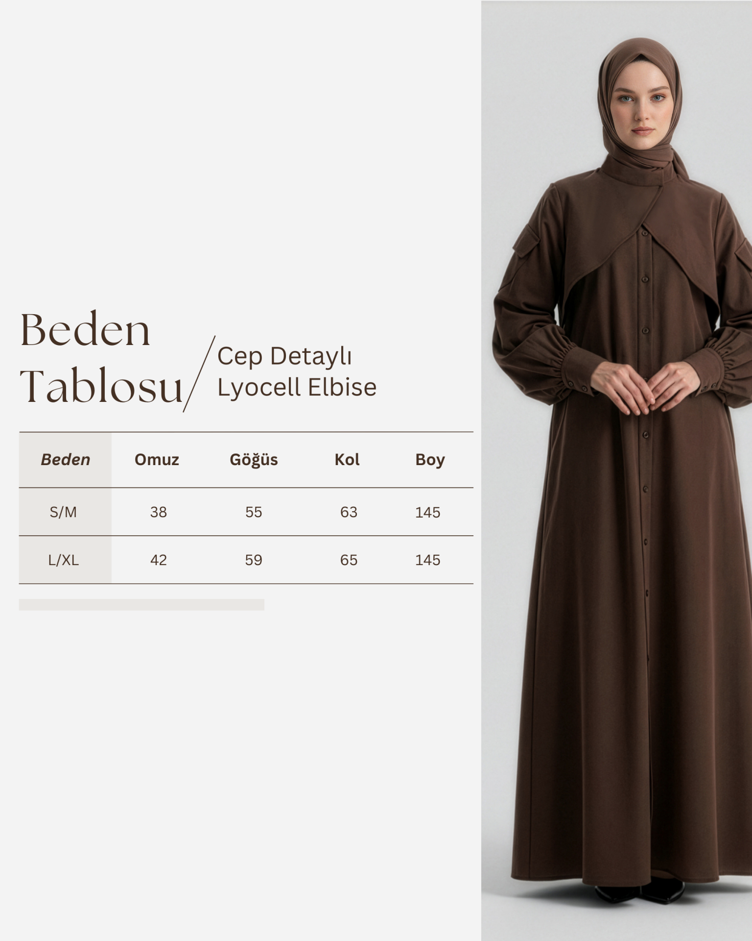 Cep Detaylı Lyocell Elbise
