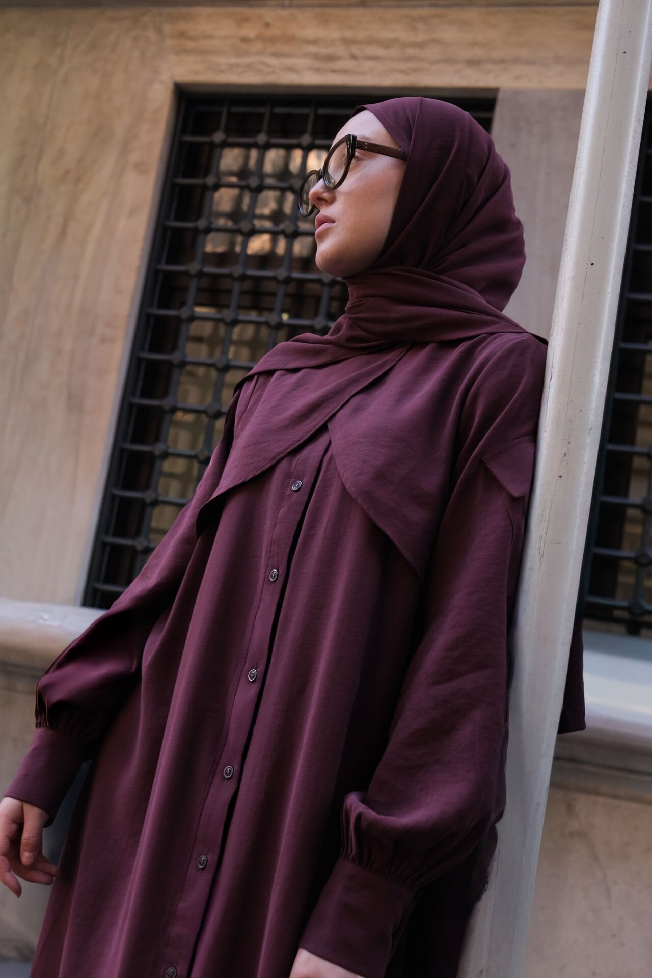 Cep Detaylı Lyocell Elbise MÜRDÜM - 2 BEDEN