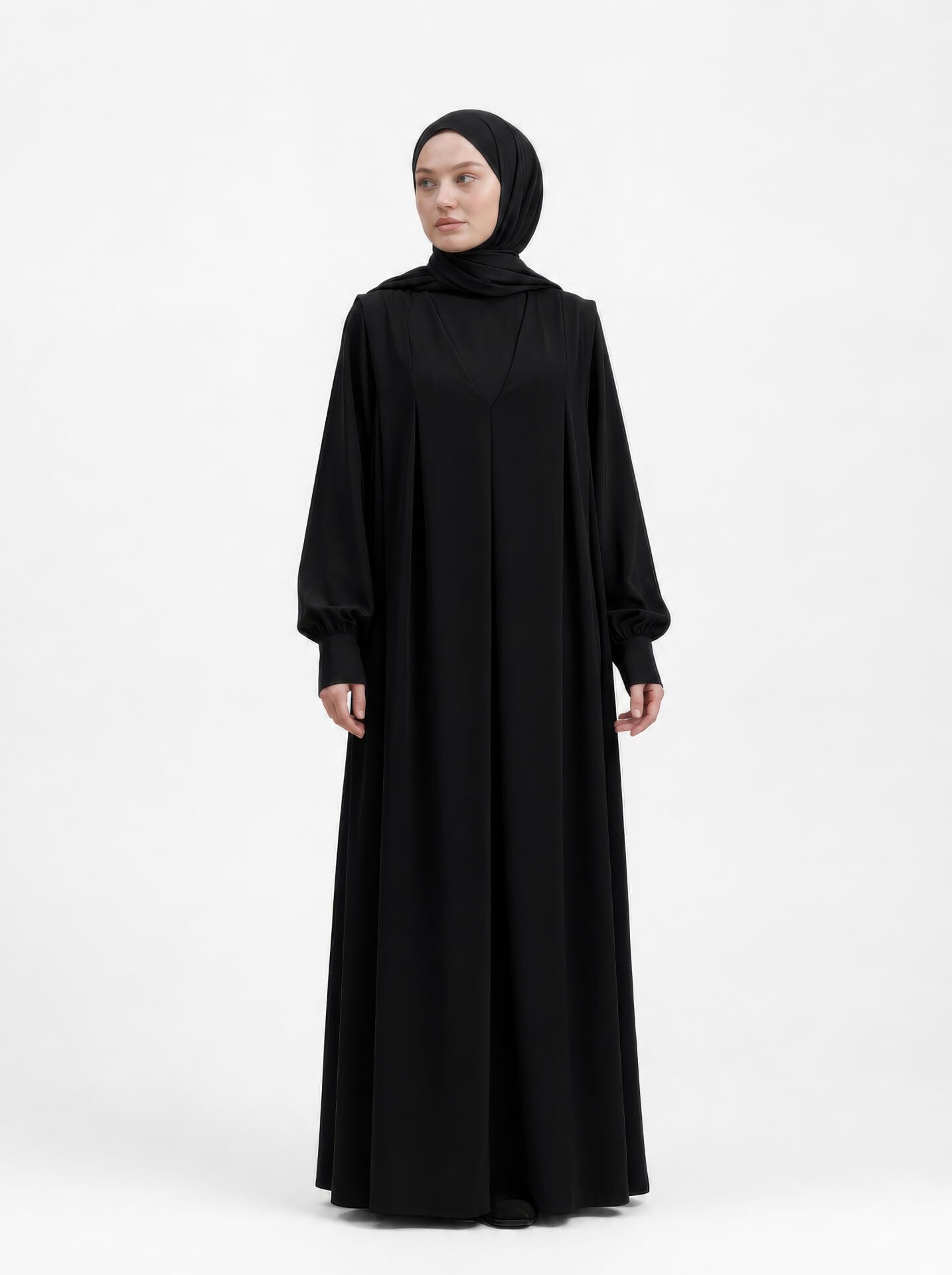 Pilise Detaylı Elbise SİYAH